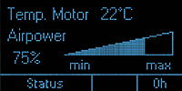 digitale Anzeige Temperatur und Leistung des BVC Motors