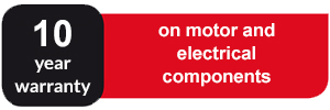 10 year warranty on motor and electrical components