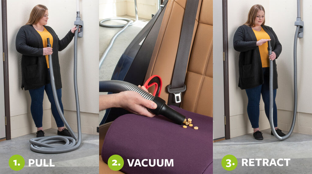 NEW! Vroom Retract Vac retractable hose system and QuickRoll hose reel